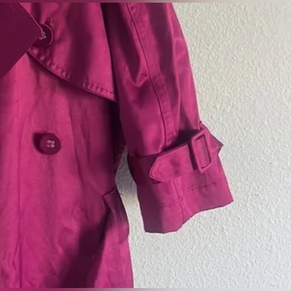 NWT ELLE Satin Trench Coat Dress in Magenta - Picture 7 of 10